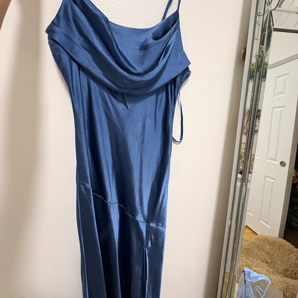 Elegant Blue Satin Dress